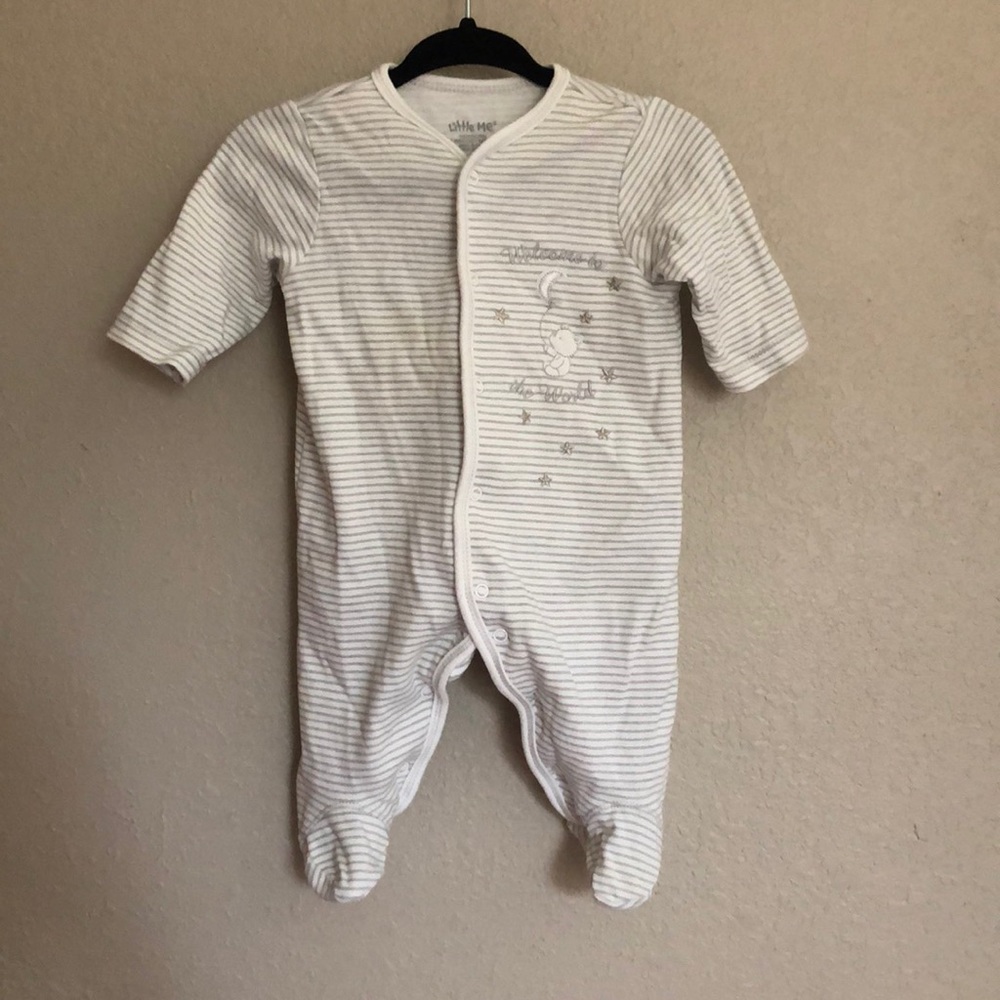 Newborn footy PJ “welcome to the world” embroidery